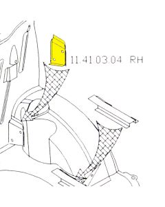 MCR11.41.03.04 RH Rear Wheel Arch to Bulkhead Stiffener Pane - All Mini Models.