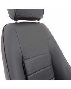 Cobra RS Mini Seat & Headrest - Black soft grain vinyl with basketweave centre and black soft grain vinyl piping 