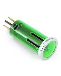 Warning Lights - 12mm push fitting with chrome ring Green
