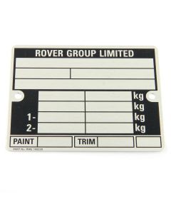 LMG1055S Rover Mini Chassis Number plate, specially reverse stamped to your Minis chassis number plus the paint and trim details, perfect for restoration projects.