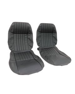 Black - Front Seat Covers - Pair - Leather Faced - Vertical Flute - Mini 96-00