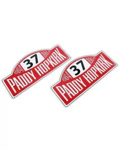 Paddy Hopkirk Rally Plate Decal pair 