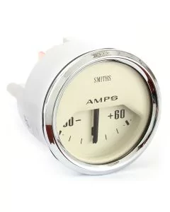 Smiths Ammeter 60/60 Gauge - Magnolia face with chrome bezel