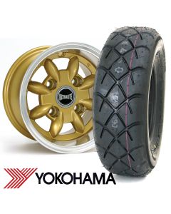 6" x 10" gold Ultralite alloy wheel and Yokohama A032 tyre package