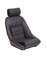 Cobra Classic Mini RS 40 style seat with Headrest in Black Soft Grain Vinyl outers with Black Basketweave centres and Black Soft Grain Vinyl Piping 