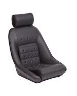 Cobra Classic Mini RS 40 style seat with Headrest in Black Soft Grain Vinyl outers with Black Basketweave centres and Black Soft Grain Vinyl Piping