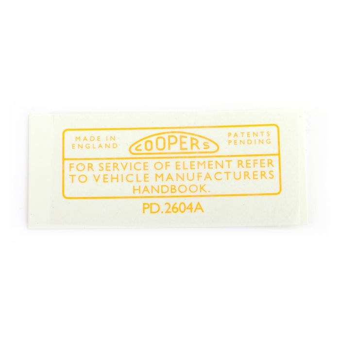 Cooper Air Filter Sticker - Yellow 