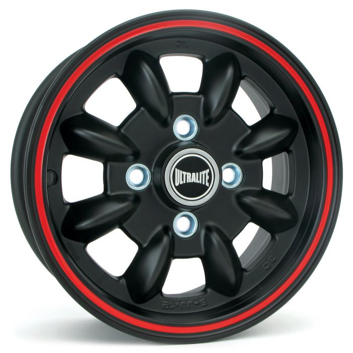 SPDML1PBR Ultralite 5.5'' x 12'' Mini alloy wheel finished matt black with red pinstripe 